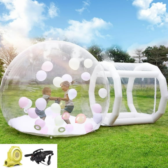 Gaonala Bubble House Dome Inflatable with Tunnel Air Blower Pump for Kids Adults Party White 9.81ft