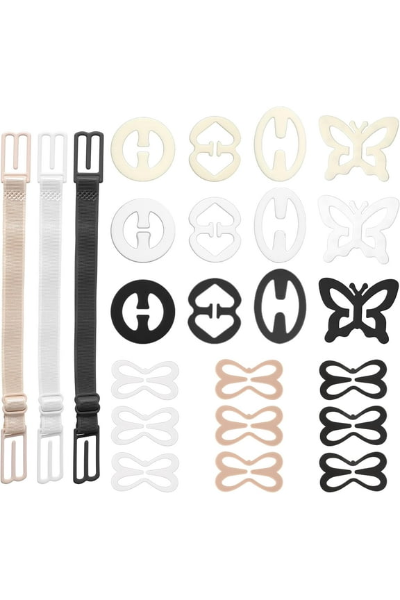 Srix 24Pcs Bra Strap Clips for Racerback, Anti-Slip Bra Strap Holder Clips for Slipping Cross Back Convertors Adjustable Bra Straps (Multiple colors) A605