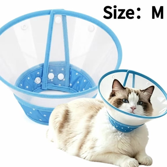 Gaoxin Soft Cat Recovery Collar, Adjustable, Blue, Medium, 4.72in Width, 13.8in Neck