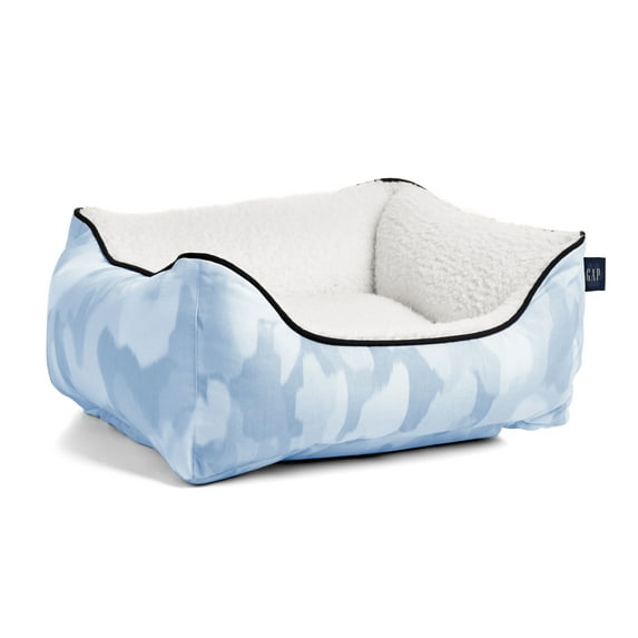 Gap Camo Cuddler Pet Bed, Recycled Polyester Cover with Sherpa inner, Small 20"18", Blue