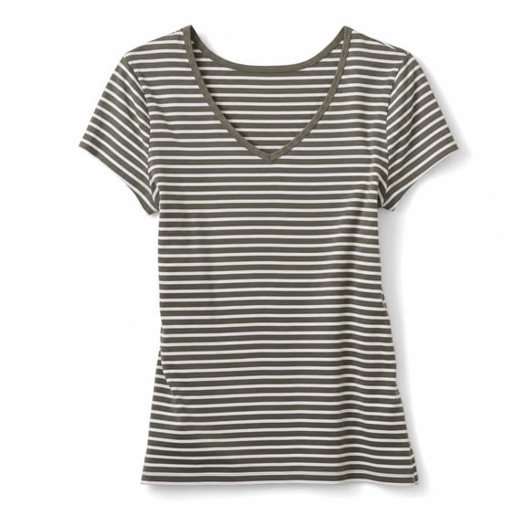 Gap Factory Favorite Scoopneck T-Shirt, Olive White Stripe (X-Small)