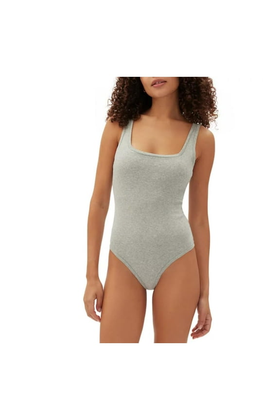 Body Women's Logo Comfort Thong Bodysuit, Light Gray XL