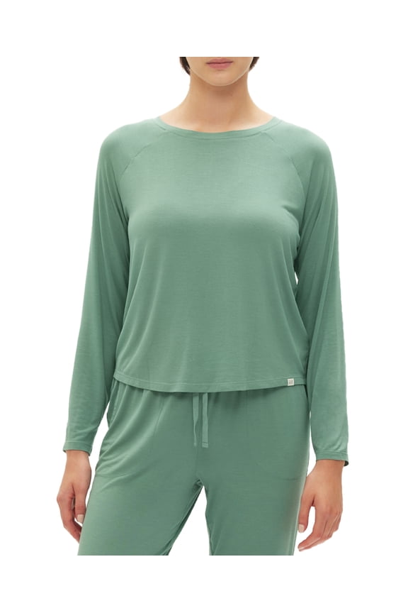 Body Womens Long-Sleeve Crewneck Pajama Top Boggy Green, Small