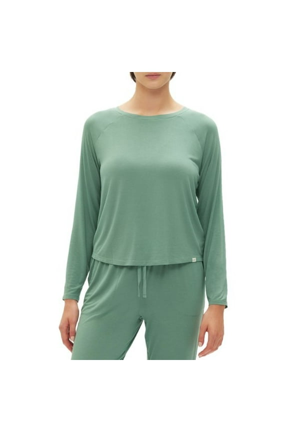 Body Womens Long-Sleeve Crewneck Pajama Top, Green, X-Large