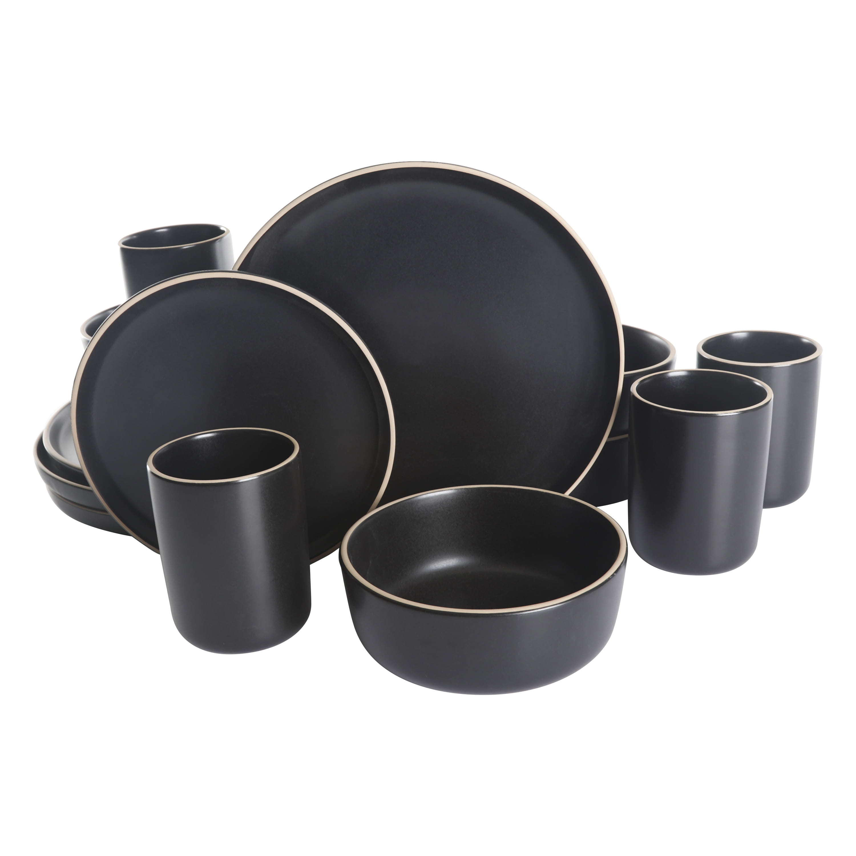 Gap Home 16-Piece Round Black Stoneware Dinnerware Set