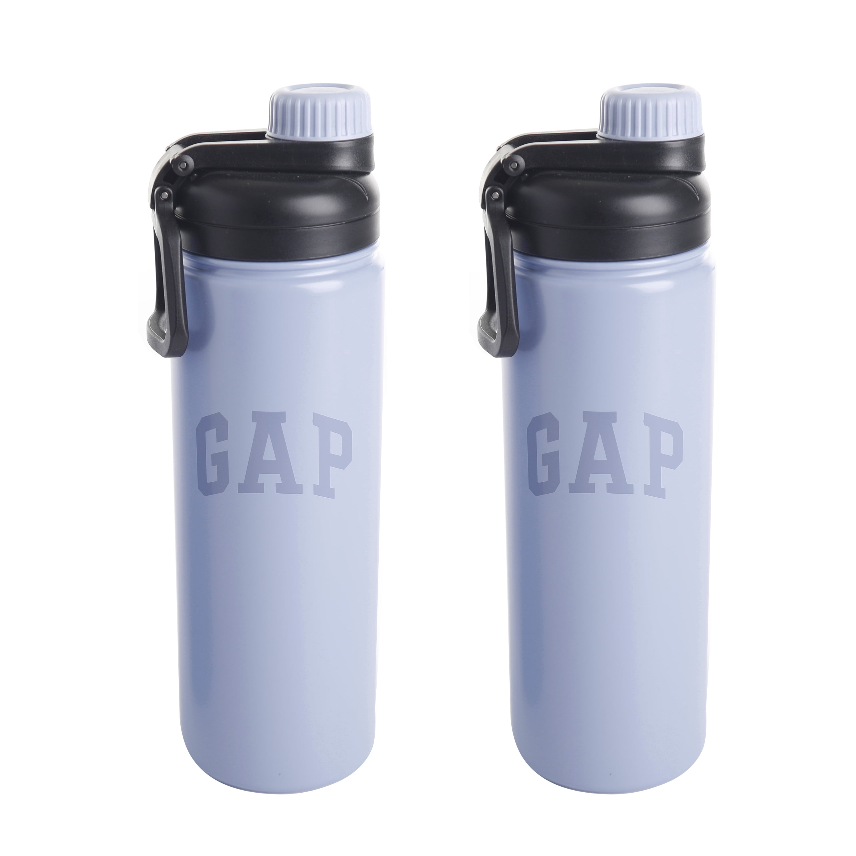 Gap Home 20 oz Grey Blue Solid Print Stainless Steel Water Bottle 2 Pack 