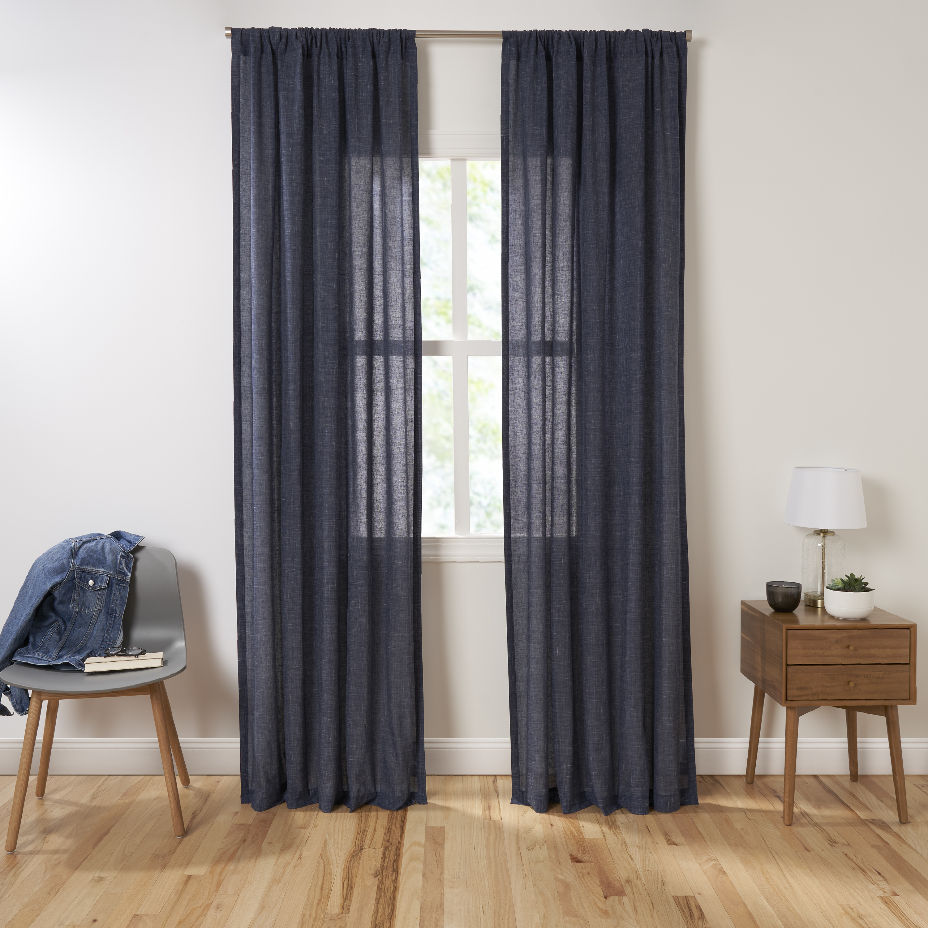 Gap Home CrossHatch Window Curtain Pair Navy 63