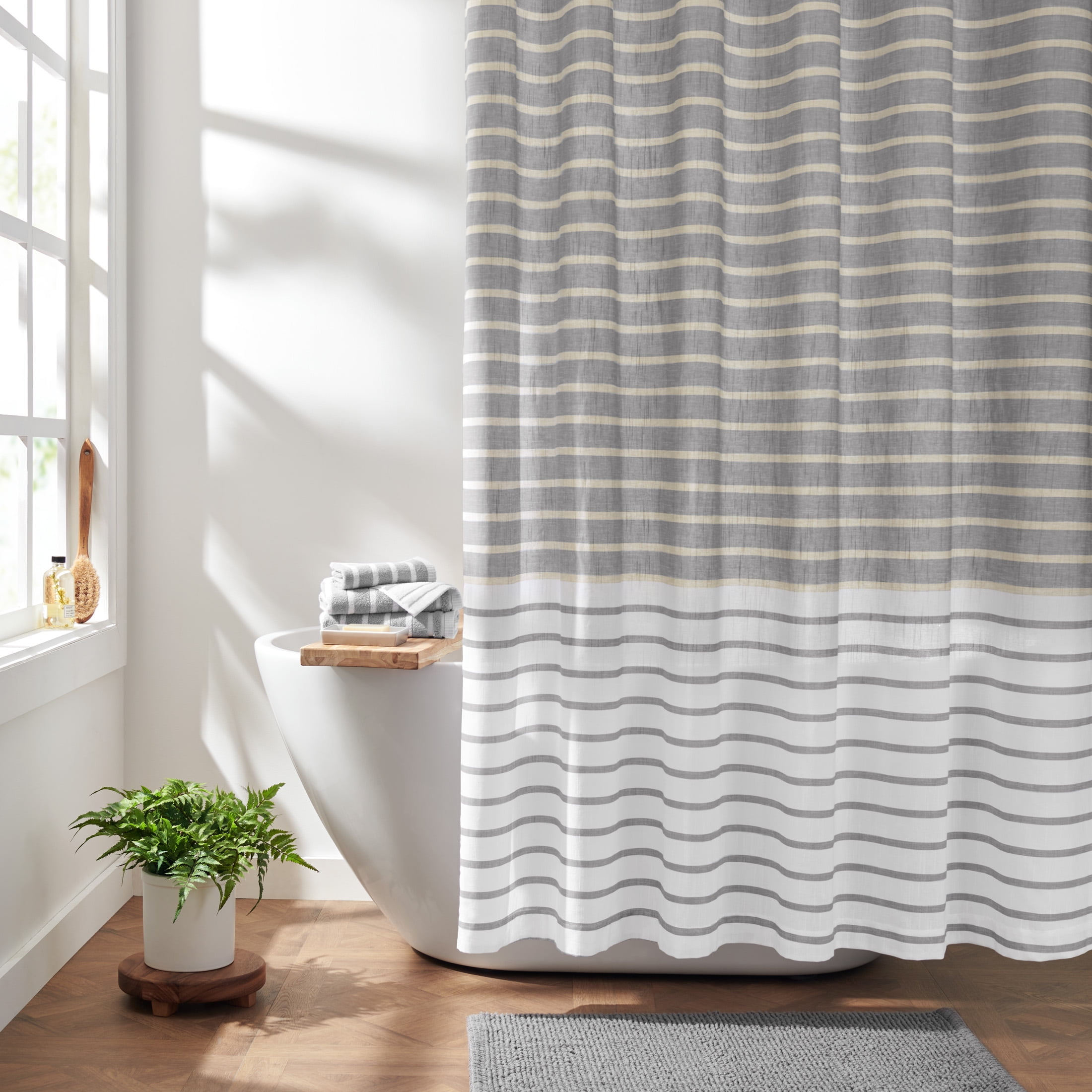 Rippled Stripe Organic Shower Curtain