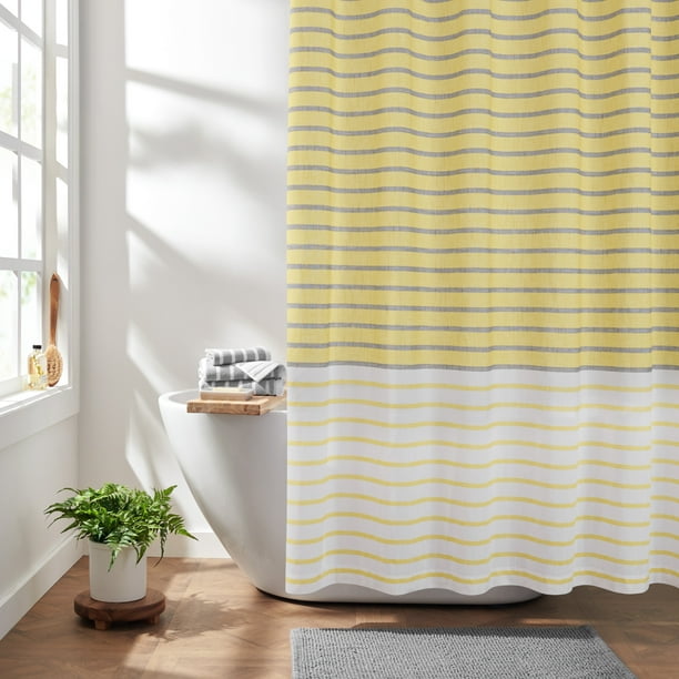 Gap Home Easy Stripe Organic Cotton Shower Curtain, Yellow, 72x72
