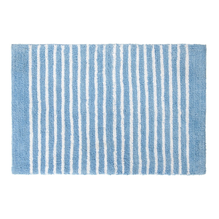 Gap Home Easy Stripe Reversible Cotton Bath Rug, Blue/White, 20x30
