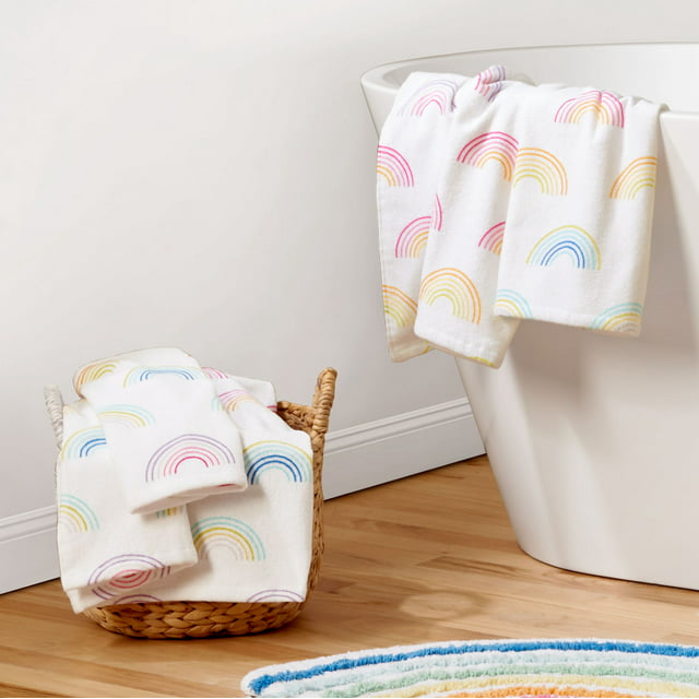 Gap Home Kids Rainbow Toss Organic Cotton 6 Piece Towel Set, White