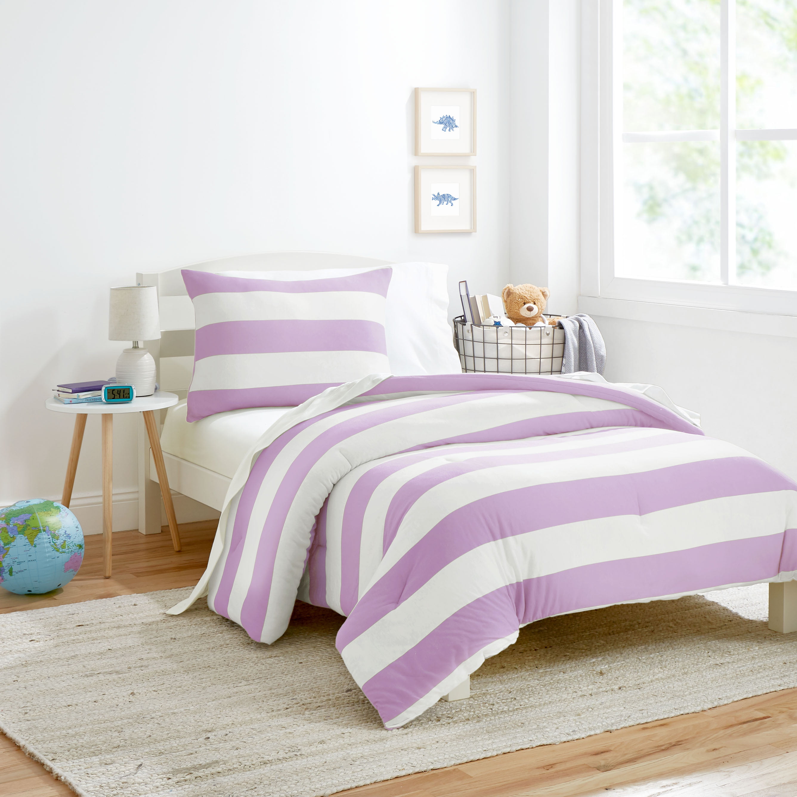 Modern Comfy Tee Pink Stripe Organic Cotton Jersey Kids Pillow