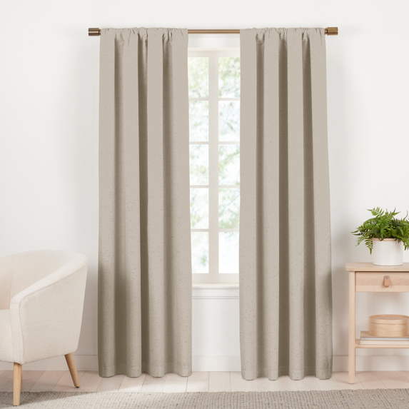 Gap Home Lined Multi-Nep Organic Cotton Room Darkening Rod Pocket Window Curtain Pair Khaki 84