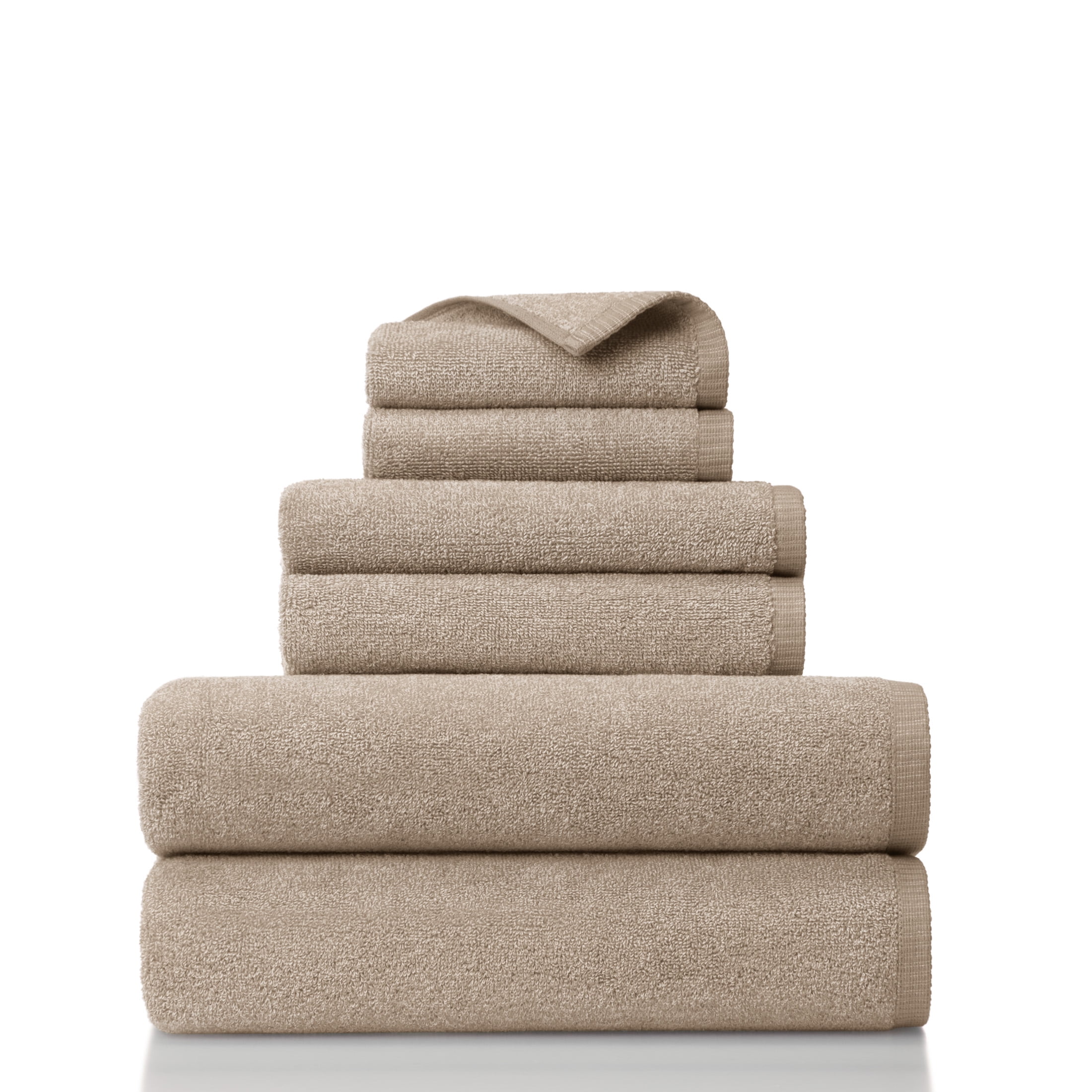 Gap Home Melange Organic Cotton 6 Pack Bath Towel Set, Charcoal, 6-Pieces