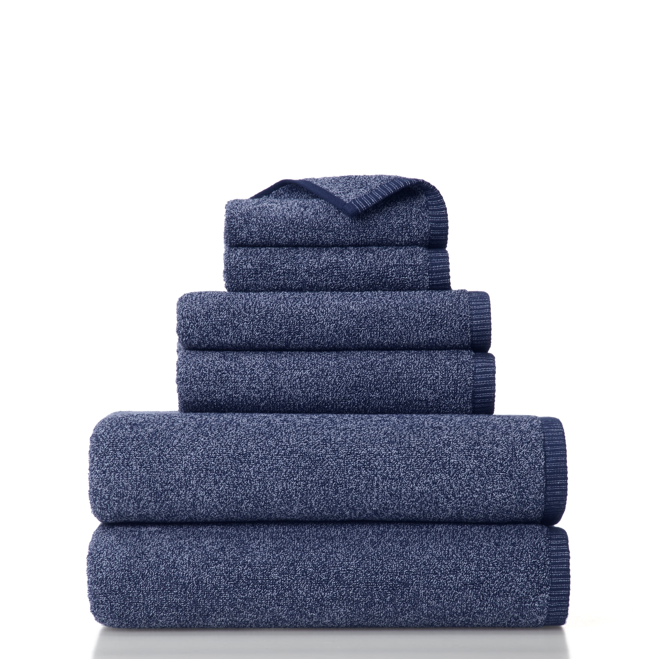 Gap Home Melange Organic Cotton 6 Pack Bath Towel Set, Charcoal, 6-Pieces