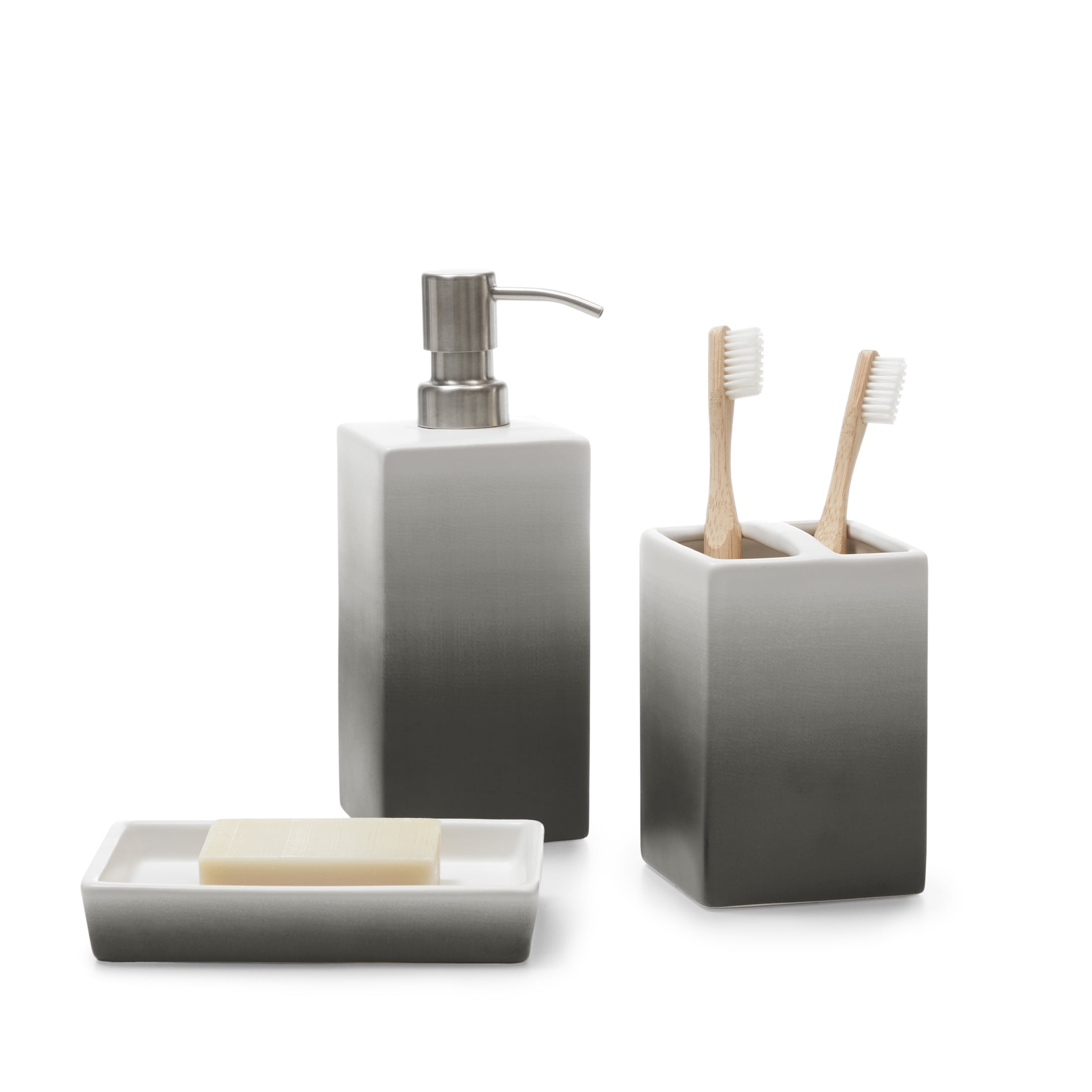 Gap Home Ombre Ceramic Bath Accessory Set, Gray, 3Pieces