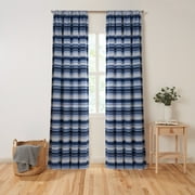 Gap Home Printed Brushed Rod Pocket Patchwork Stripe Window Curtain Pair Blue 84