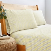 Gap Home Textured Stripe Percale Easy Care Sheet Set, Deep Pocket, Twin, Mustard/Gray, 3-Pieces