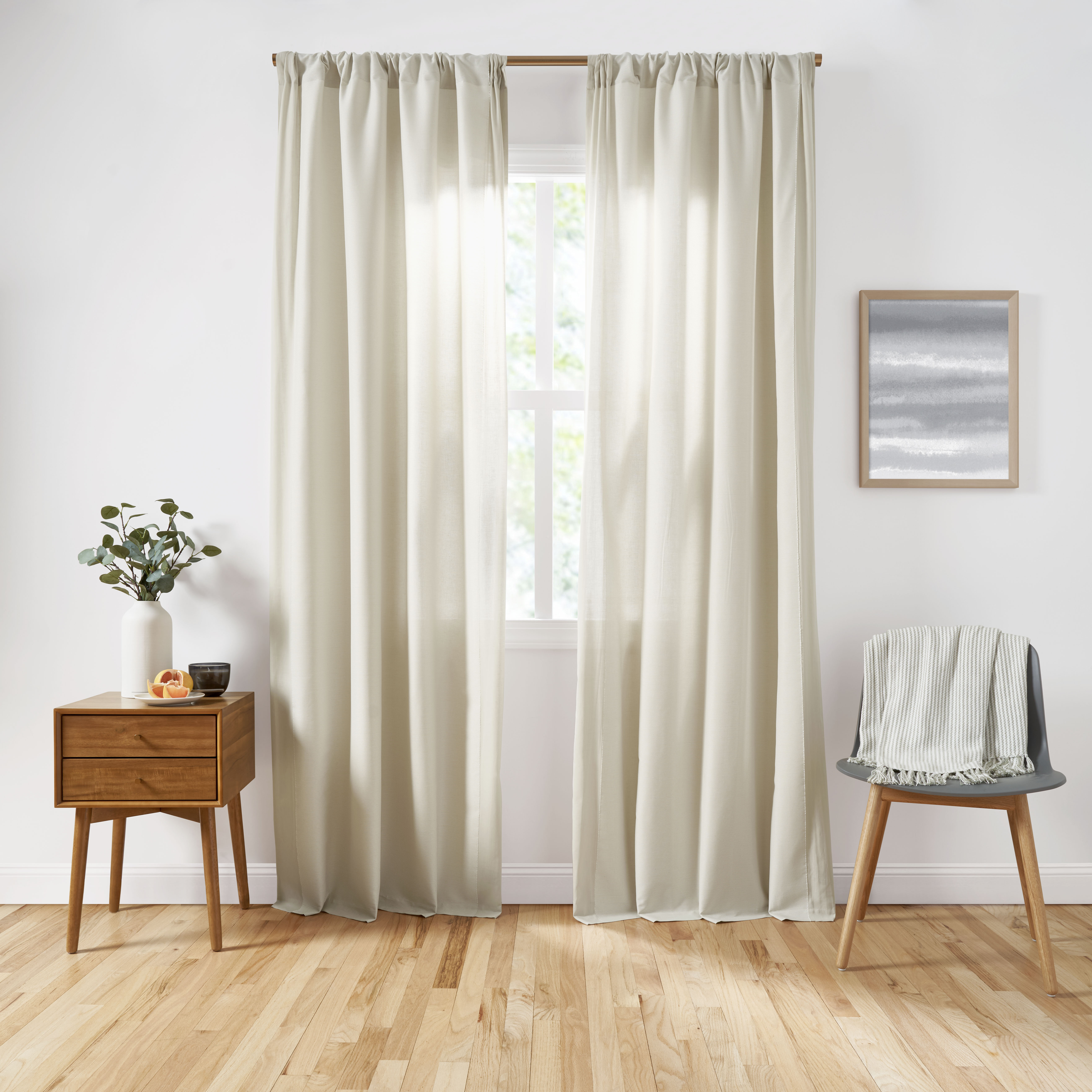 Gap Home Yarn Dyed Clipped Stripe Organic Cotton Blend Window Curtain