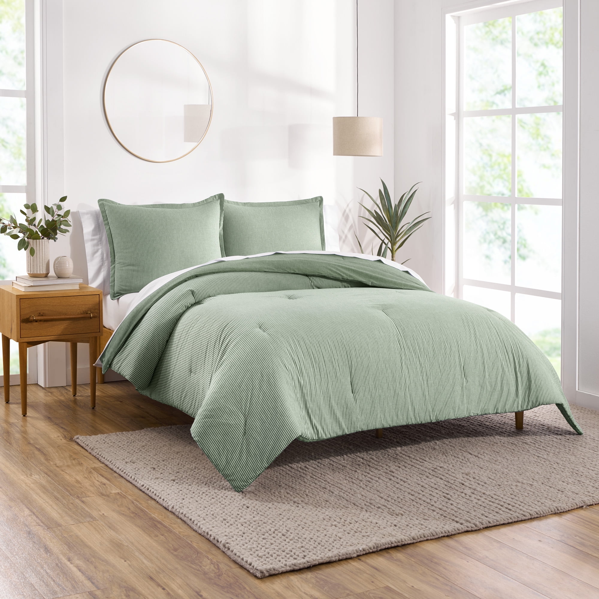 Modern Comfy Tee Green Stripe Organic Cotton Jersey Kids Pillow