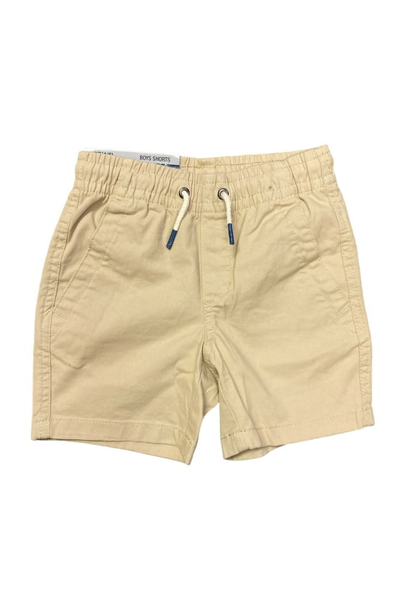 Kids Boys Pull On Elastic Waistband Front & Back Pockets Stretch Soft Twill Shorts