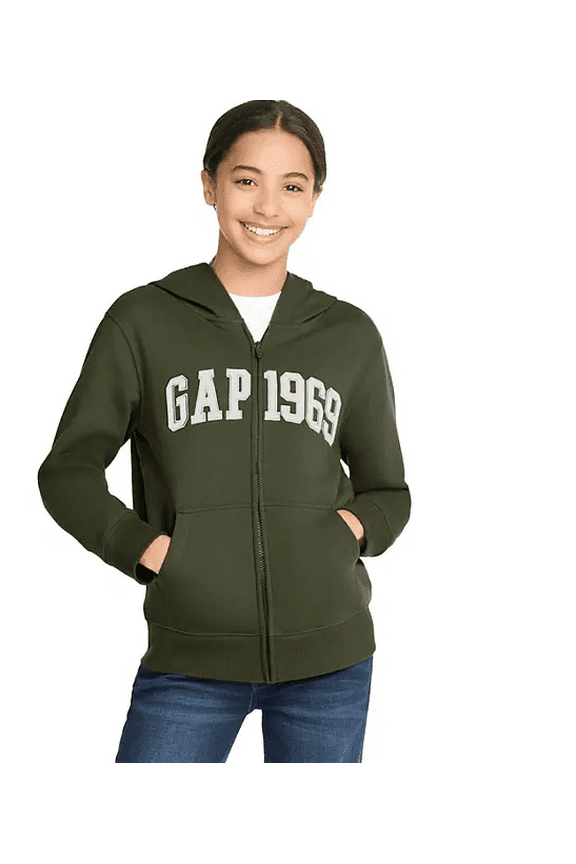 Kids Full Zip Fleece Hoodie Army Green 6/7