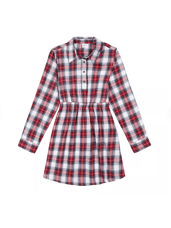 Kids Girls Casual Dress (Red, M)
