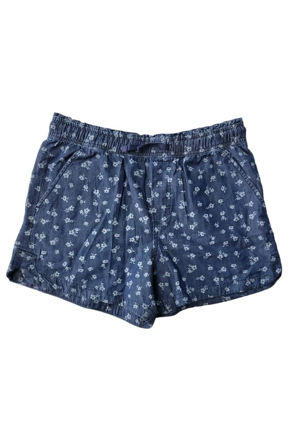 Kids Girls Lightweight Durable Super Soft Fabric Pockets Woven Shorts (Dark Wash, L (10/12))