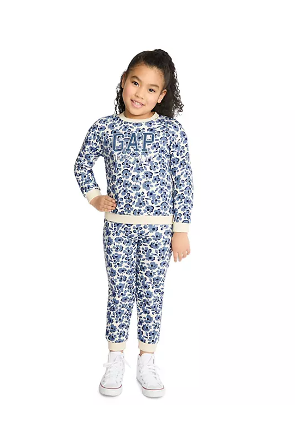 Kids Girls Toddler Logo Fleece Set Blue Floral 2T