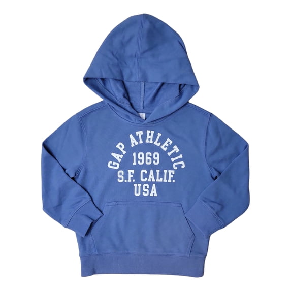 Gap Kids Hooded Kangaroo Pocket Soft French Terry Cozy Warm Sweatshirt (Dutch Blue, S (6/7))