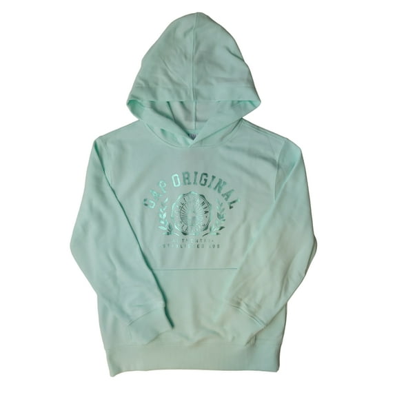 Gap Kids Hooded Kangaroo Pocket Soft French Terry Cozy Warm Sweatshirt (Moonlight Jade, M (8))