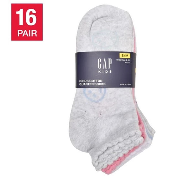 Gap Kids' Quarter Sock, 16-pair Pink ( Medium/Large )