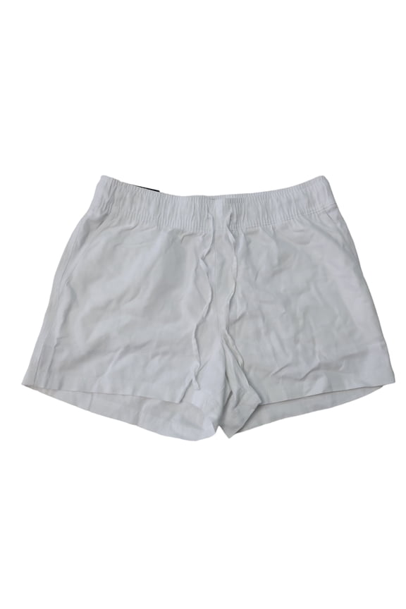 Ladies Linen Easy Pull-On Front Tie Front and Back Pockets Short (Bright White, XXL)