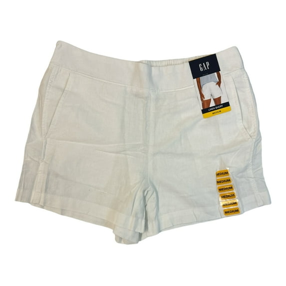 Gap Ladies Linen Lightweight Breathable Pull On Elastic Waistband Short (Bright White, XS)