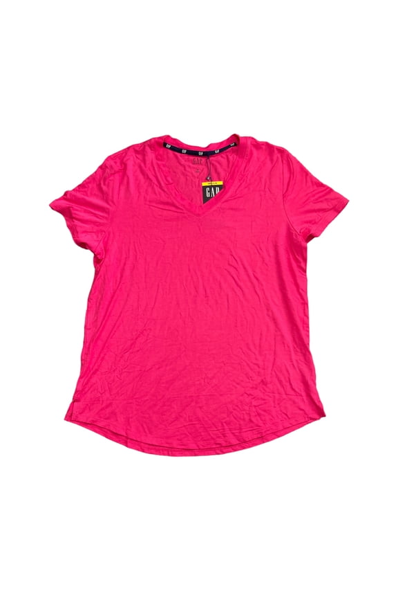 Ladies Machine Washable Relaxed Easy Fit Short Sleeve V-Neck Tee (Beetroot Purple, L)