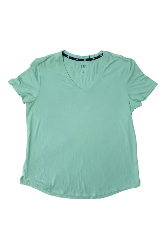 Ladies Machine Washable Relaxed Easy Fit Short Sleeve V-Neck Tee (Granite Green, XXL)