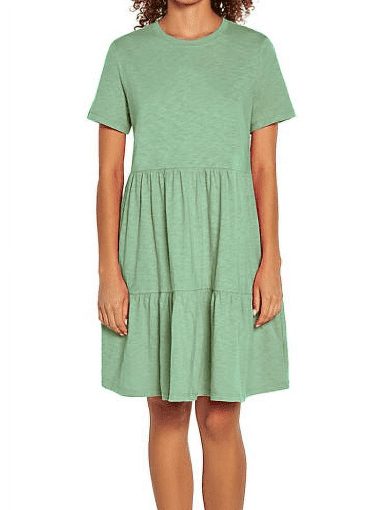 Gap Ladies Short Sleeve Tiered Dress Granite Green XS Gap Ladies Short Sleeve Tiered Dress Granite Green XS