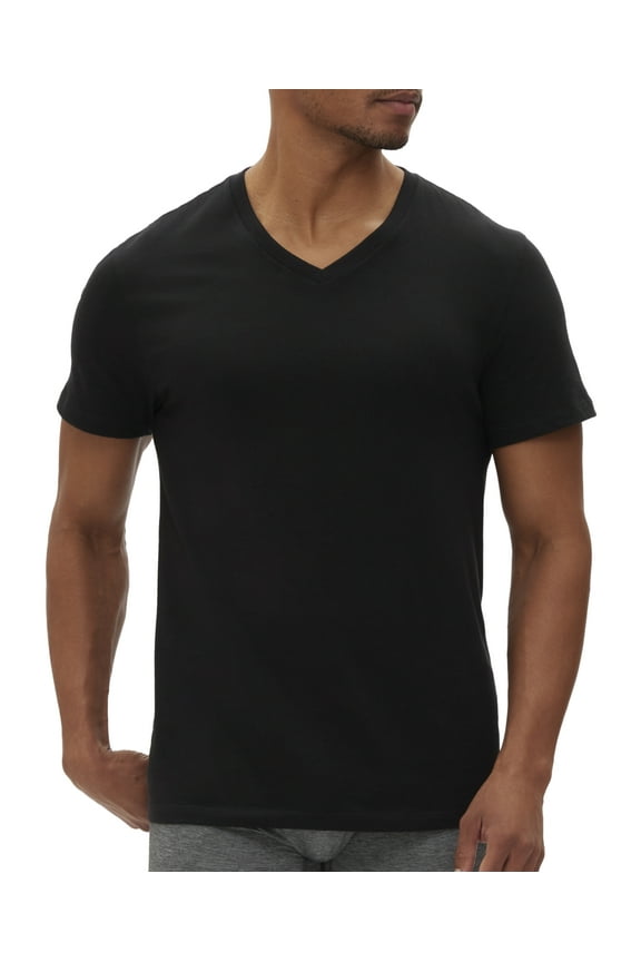 Men Regular fit 3 Pack V Neck Shirt Small Black Solid
