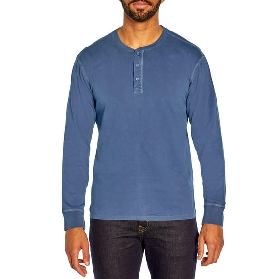 Gap Men's 100% Cotton Long Sleeve Jersey Henley T-Shirt (Bijoue Blue, S)