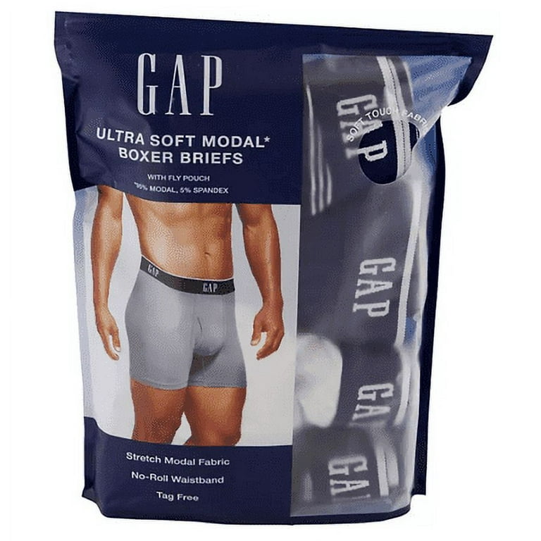 GAP Men's Ultra Soft Modal Boxer Brief with Fly Pouch, 4-Pack Grey