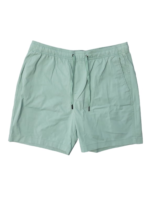 Men's 7" Inseam Elasticized Waistband Stretch Twill Pull On Short (Granite Green, XXL)