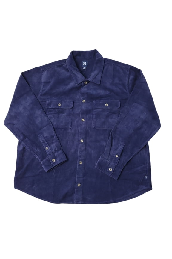 Men's Corduroy Button Down Shirt (Eclipse, Medium)