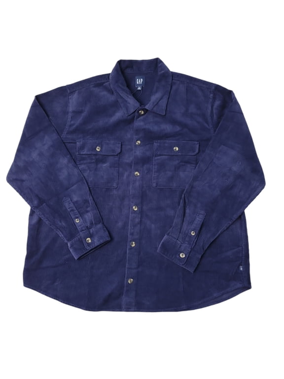 Men's Corduroy Button Down Shirt (Eclipse, Small)
