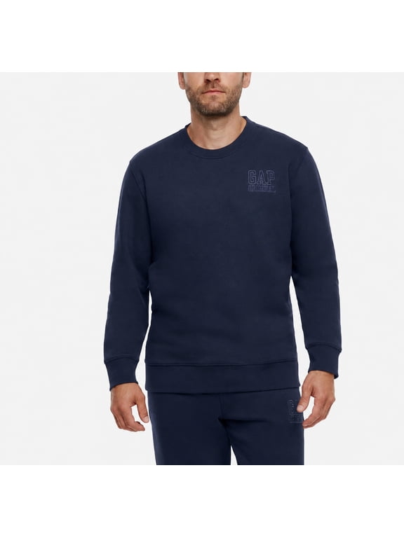 Men's Crewneck Sweatshirt Fleece Pullover Relaxed Fit Navy Blue