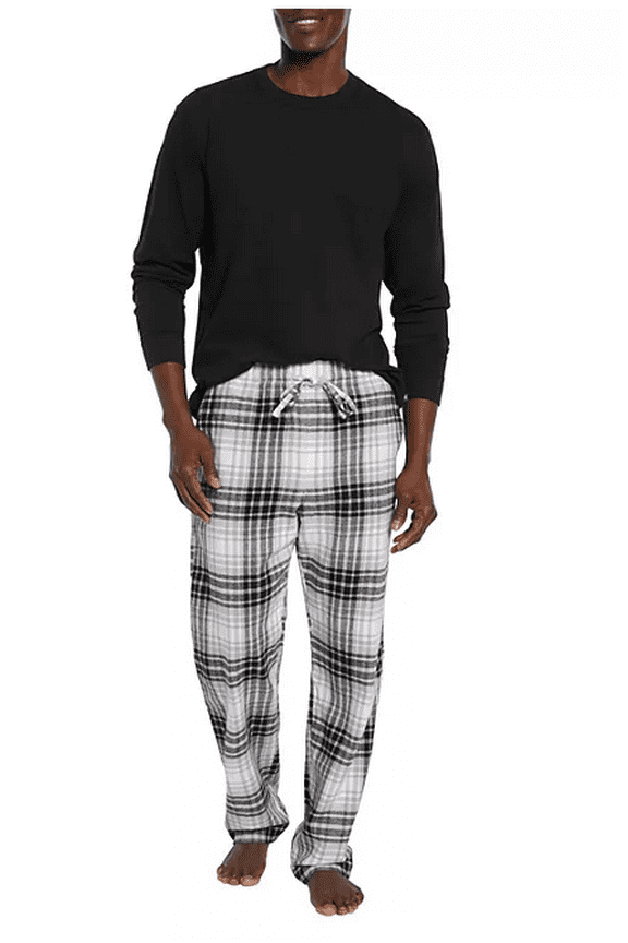 Men's Flannel Pajama Set True Black Plaid Small