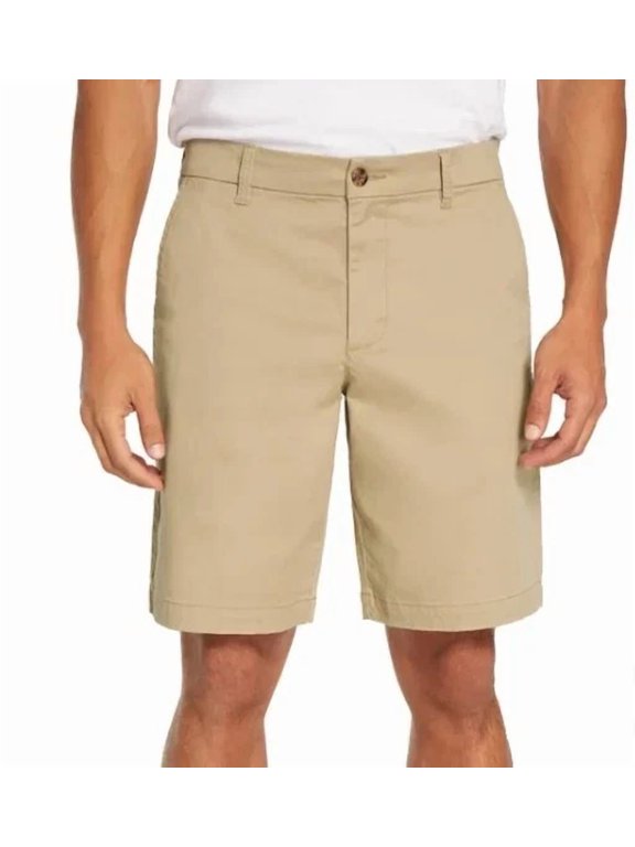 Men's Flat Front Casual Shorts, Tan, 32