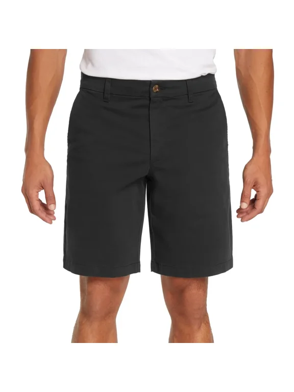 Men's Flat Front Chino Shorts (10 in inseam), Black, 32