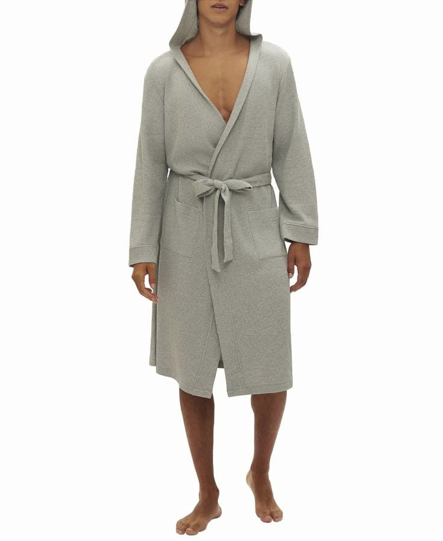 Gapbody Robe Gap Men's Hooded Waffle-Knit Robe - Heather Grey-Medium - Walmart.com