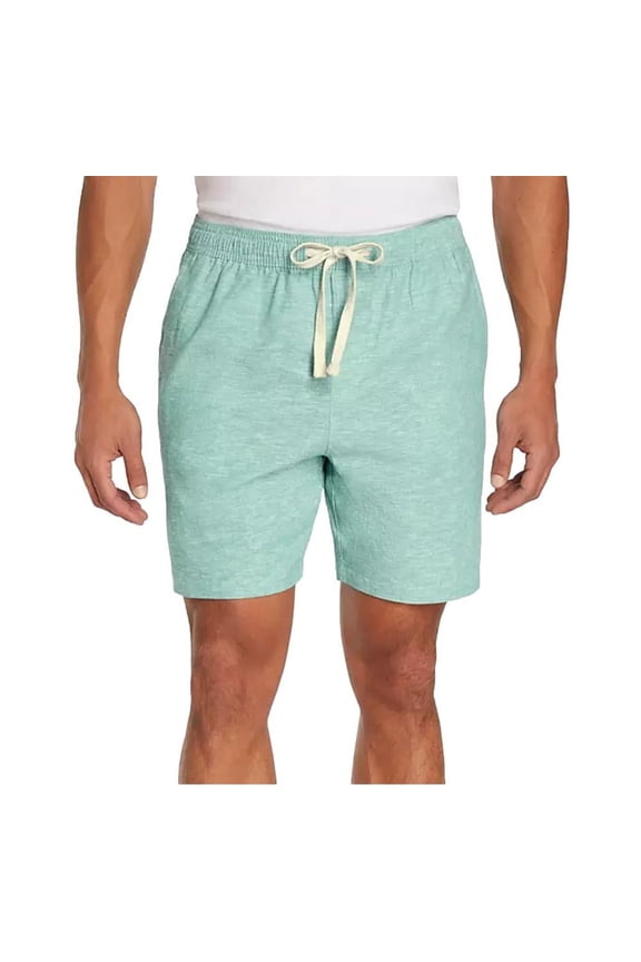 Men's Linen Pull On Shorts in Green Size Large