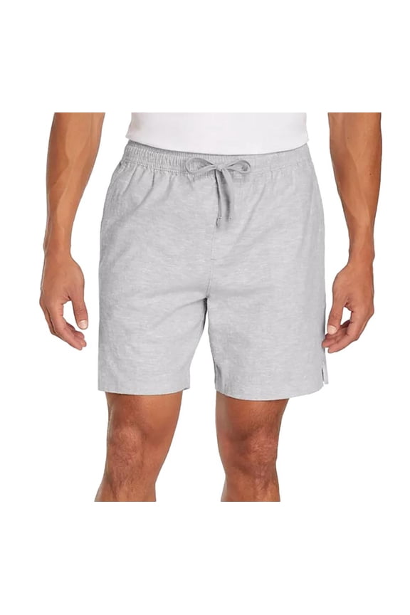 Men's Linen Pull On Shorts in Grey Size Medium